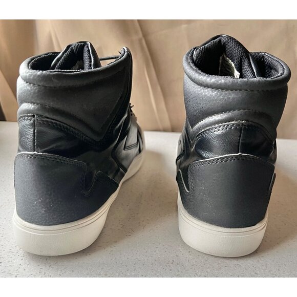 Black High-Top Sneakers With Velcro Strap Closure Size 6 Synthetic Leather Unise - Picture 2 of 10